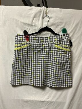 Cutter & Buck gplf skort Black-and-White Houndstooth with Neon Yellow Trim